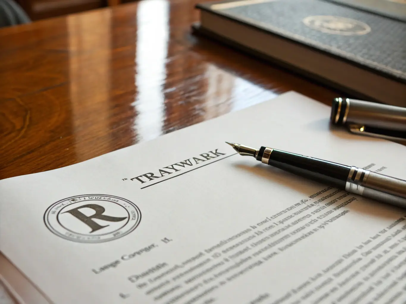 An image of a legal document with a trademark symbol and a globe, symbolizing international IP protection.