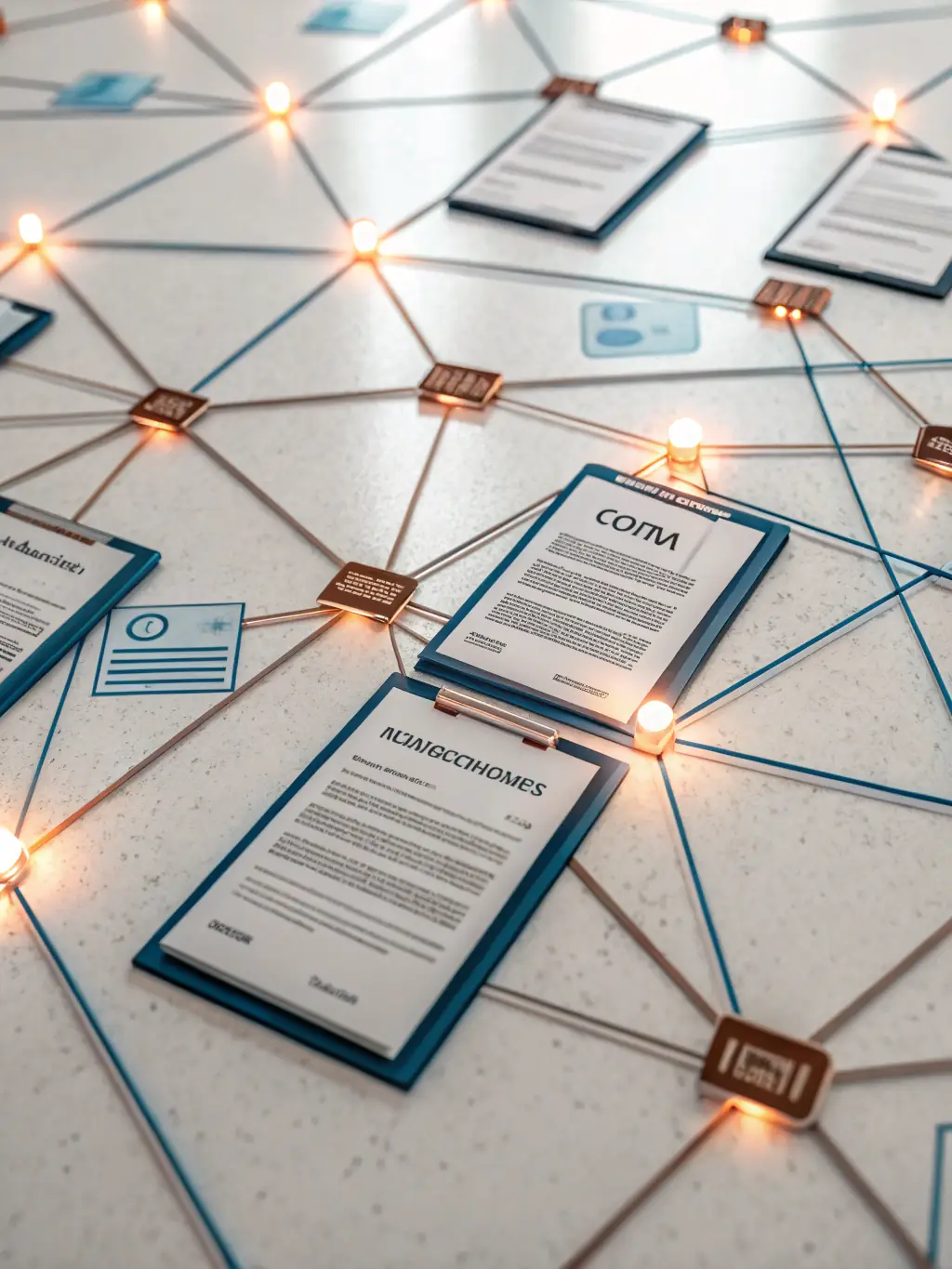 A close-up shot of official documents with the Velle-Law logo subtly watermarked, symbolizing the meticulous process of intellectual property registration.